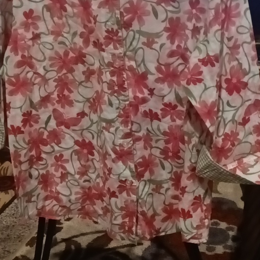 FINAL PRICE NWOT alfred dunner pink green & white floral print l/s blouse 16W - Picture 8 of 8